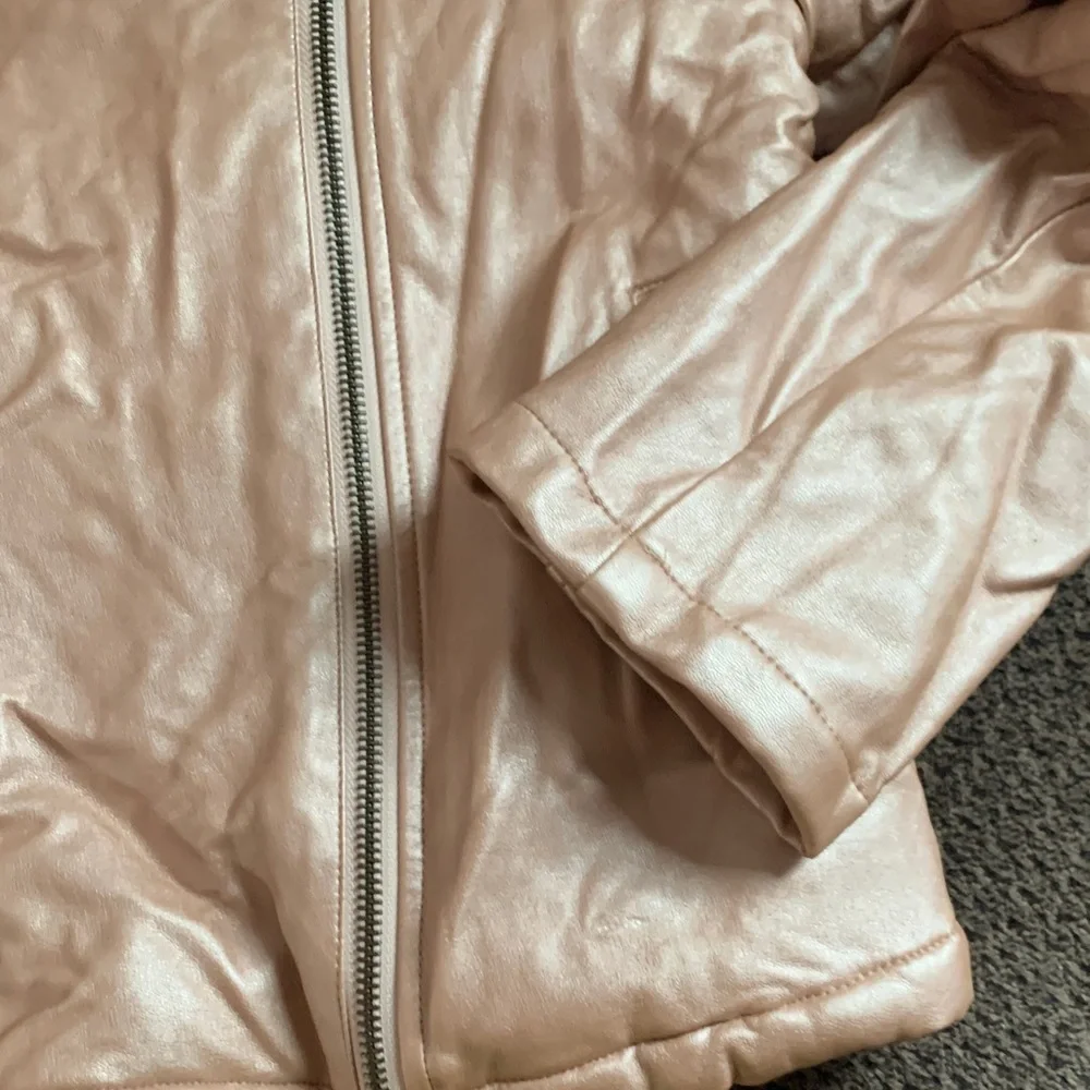 Place Metallic Rose Gold Faux Leather Sherpa Jacket